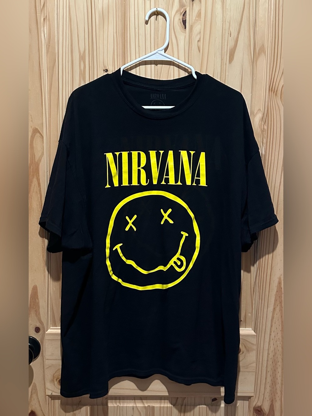 NIRVANA Black Tee with Yellow Smiley Face Men’s 2XL